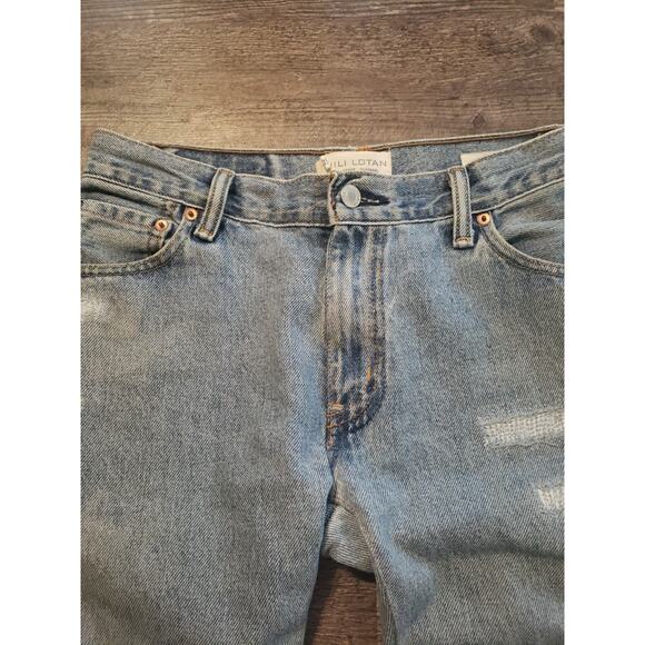 Nili Lotan Franki Patch Jeans Cropped Straight Leg Step Hem Sz 25 (V6 - Picture 8 of 9